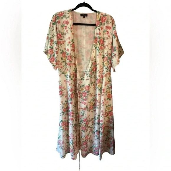 1. State Womens Dress Wrap Floral Print Short-Sleeve White Size 8 - Picture 3 of 7